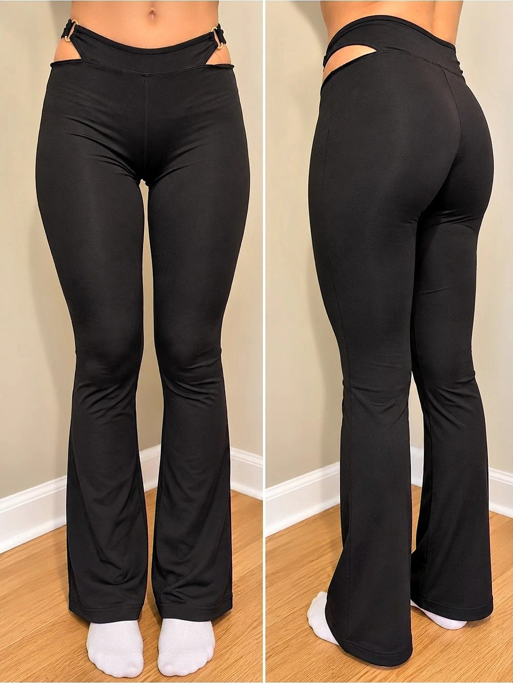 Edikted Cut Out Flare Pant Black